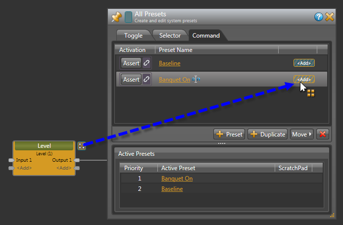 Adding Level Block to Command Preset